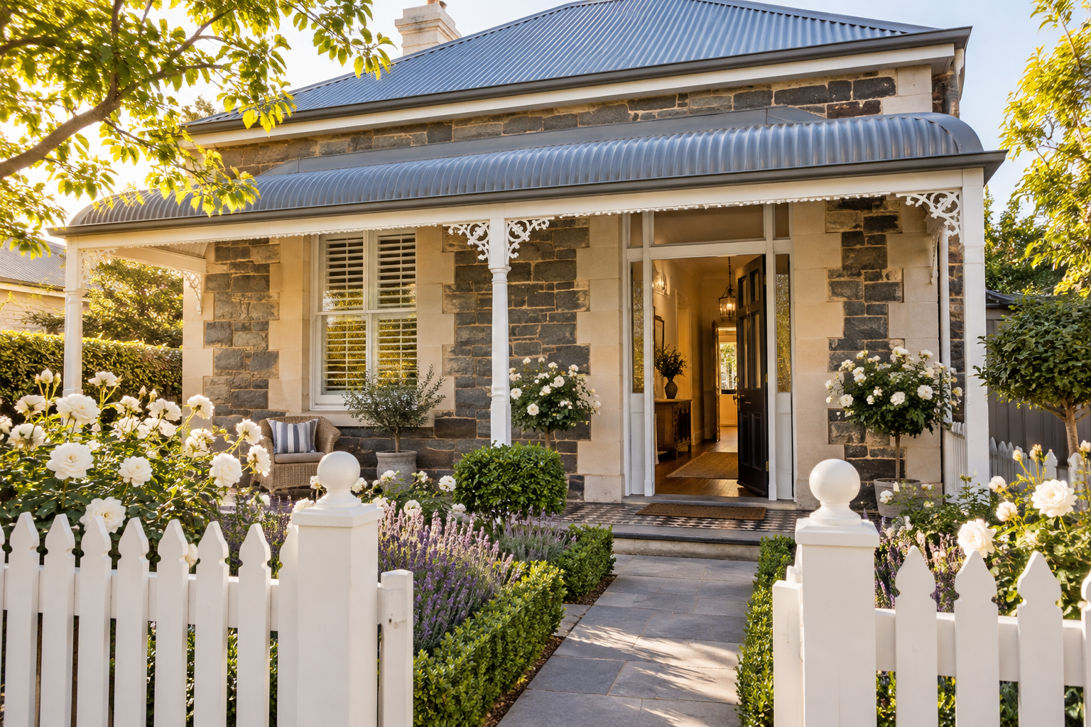 Renovated South Australian bluestone villa with spring garden